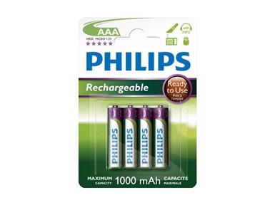 Polnilne baterije Philips R03B4RTU10 AAA 1000mAh NiMH Ready-to-Use (4 kos)