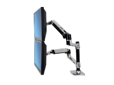 Namizni nosilec za dva monitorja Ergotron LX Dual Stacking Arm (poliran aluminij)