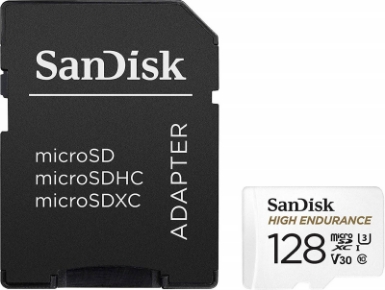SDXC SANDISK MICRO 128GB HIGH ENDURANCE VIDEO, 100/40MB/s, UHS-I, U3, C10, V30, adapter