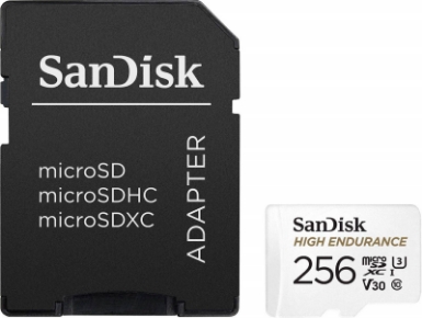 SDXC SANDISK MICRO 256GB HIGH ENDURANCE VIDEO, 100/40MB/s, UHS-I, U3, C10, V30, adapter