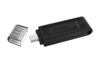 Slika USB C DISK Kingston 64GB DT70, 3.2 Gen1, plastičen, s pokrovčkom