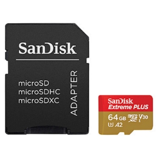 Slika SDXC SANDISK MICRO 64GB EXTREME PLUS, 200/90MB/s, A2, UHS-I, V30, U3, C10, adapter