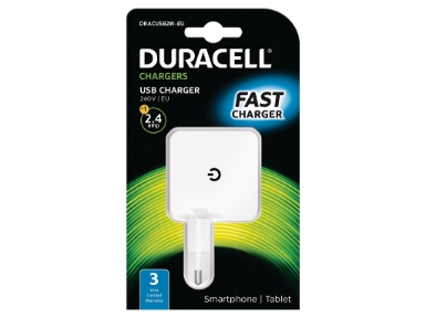 DRACUSB2W-EU Duracell 2.4A USB Phone/Tablet Charger