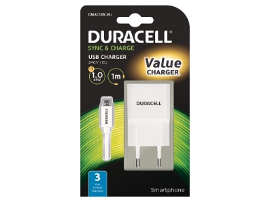 DMAC12W-EU Duracell 1A Phone Charger + Cable