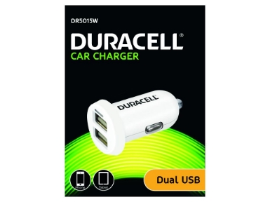 DR5015W Duracell 1A+2.4A Dual USB In-Car Charger