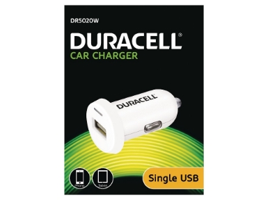 DR5020W Duracell Single USB 2.4A In-Car Charger