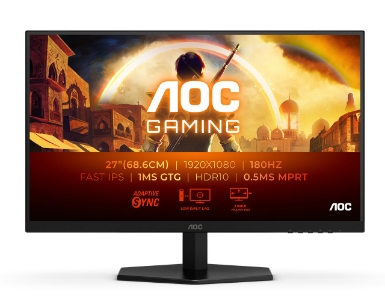 AOC 27G42E – 27-palčni Fast IPS gaming monitor s Full HD ločljivostjo, 180 Hz osveževanjem in 0,5 ms odzivnim časom