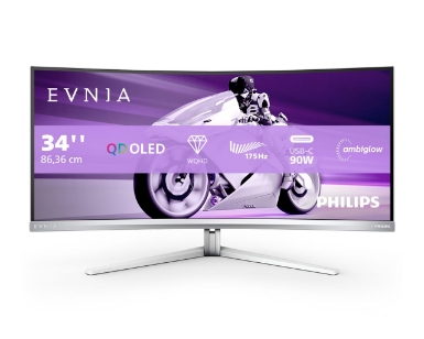 Philips Evnia 34M2C8600 – 34-palčni ukrivljeni QD-OLED gaming monitor z Ambiglow osvetlitvijo