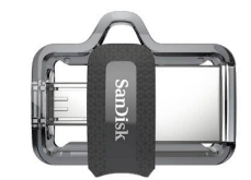 Slika MICRO USB & USB DISK SANDISK 32GB ULTRA DUAL, 3.0, srebrno-črn, drsni priključek