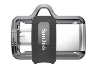 Slika MICRO USB & USB DISK SANDISK 32GB ULTRA DUAL, 3.0, srebrno-črn, drsni priključek
