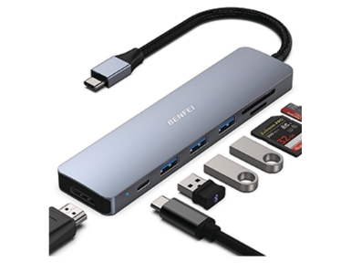 000307grey 100W USB-C HUB 7-in-1