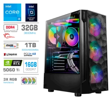 Računalnik PCX Exton i5 14400KF/32GB/1TB/RTX5060Ti/RGB