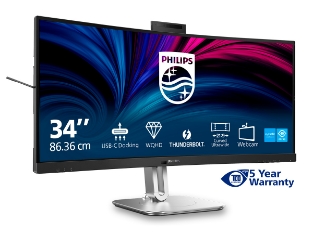 Philips 34B2U6603CH 34" VA WQHD 120Hz ukrivljen monitor s priključkom Thunderbolt 4 in spletno kamero