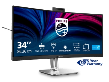 Philips 34B2U6603CH 34" VA WQHD 120Hz ukrivljen monitor s priključkom Thunderbolt™ 4 in spletno kamero