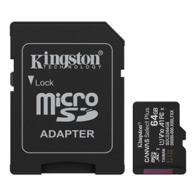 SDXC KINGSTON MICRO 64GB CANVAS SELECT Plus, UHS-I speed class, U1, V10, A1