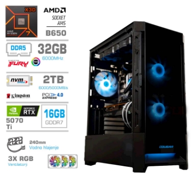 Računalnik PCX Exton R7 9800X3D/32GB/2TB/RTX5070TI/RGB