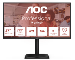AOC Q27E4U 27" QHD IPS 120Hz monitor z USB vozliščem za produktivnost in pisarniško delo