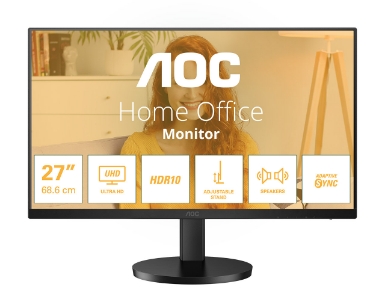 AOC U27B3AF 27-palčni 4K UHD IPS monitor sprednji pogled