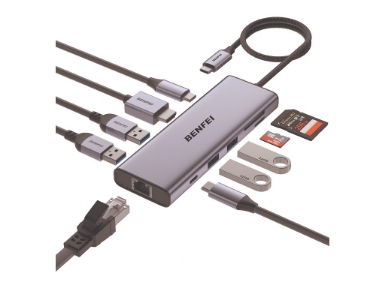 000495GREY BENFEI 10 in 1 USB C Hub