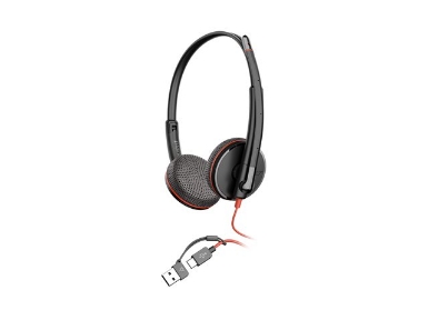 HP Poly Blackwire 3225 Stereo USB-C Headset +3.5mm Plug +USB-C/A Adapter