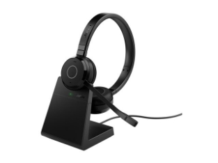 Slika JABRA Evolve 65 TE Headset Link 390 Bluetooth Adapter carry pouch user documents USB-C to USB-A cable charging stand SKU dependent