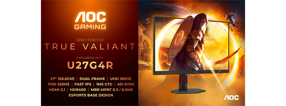 AOC U27G4R gaming monitor z dvojno frekvenco osveževanja: 160Hz in 320Hz