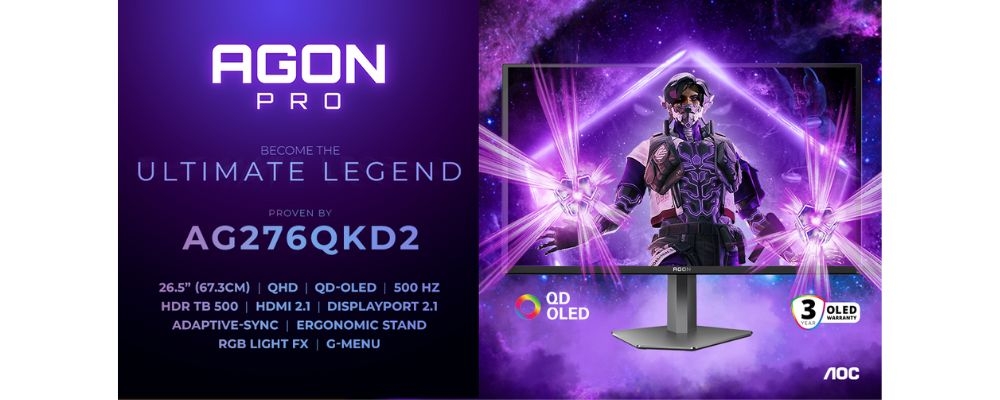 AGON PRO AG276QKD2: 500 Hz e-šport hitrost sreča vrhunski QD-OLED
