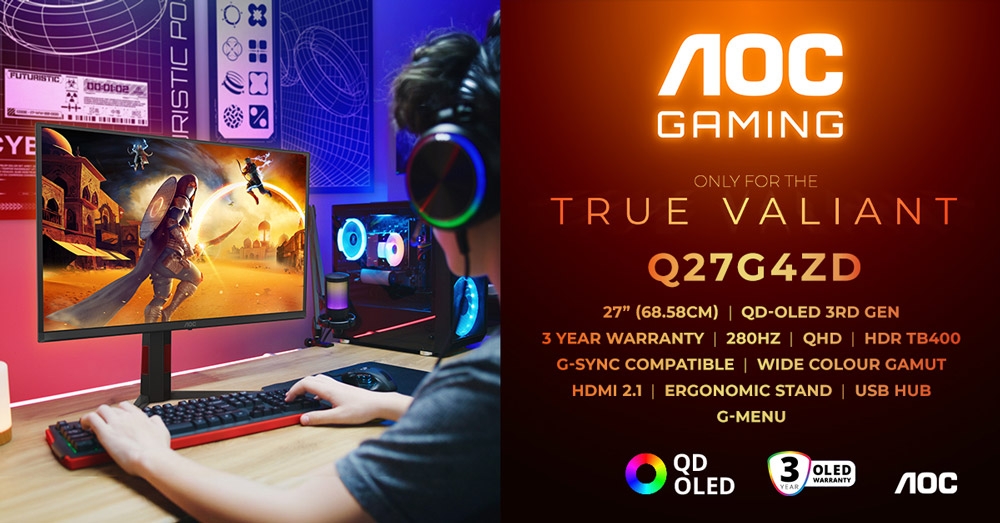 AOC GAMING Q27G4ZD - QD-OLED gaming monitor 280 Hz