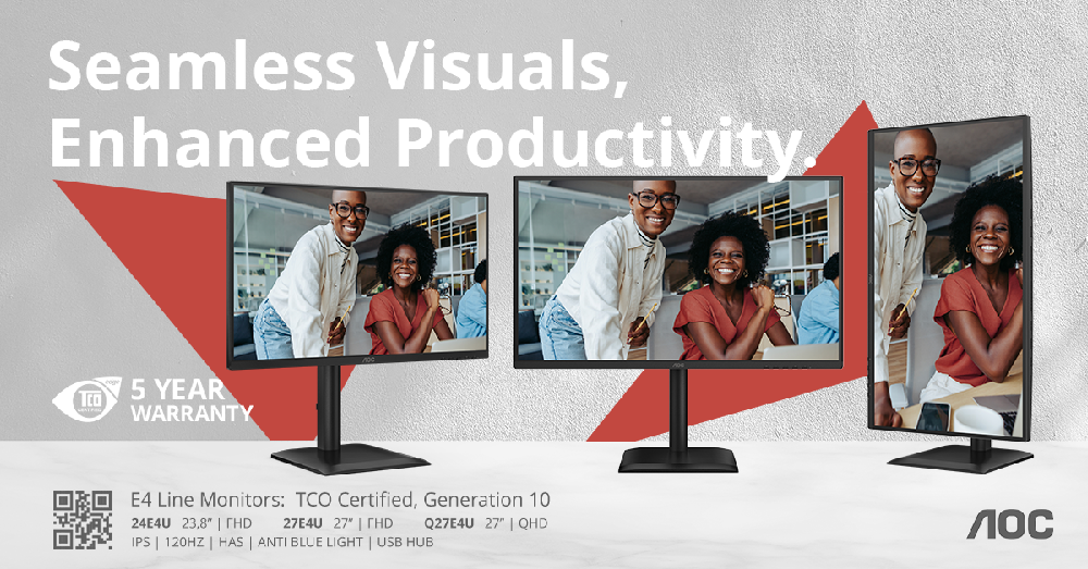 Monitorji AOC s TCO standardom 10. generacije in 5-letno garancijo